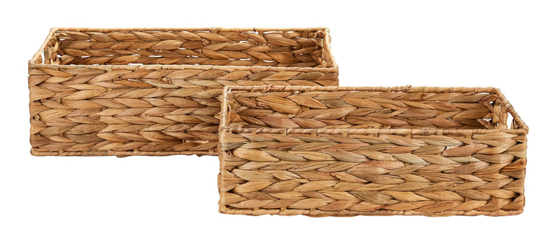 Canvas Ari Rectangle Woven Water Hyacinth Storage Basket, 2-pc O9