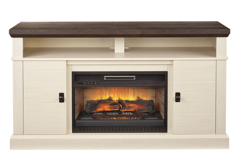 CANVAS Ashcroft Media Console Electric Fireplace TV Stand, 60-in, 1400W, Includes Remote Control, White L4