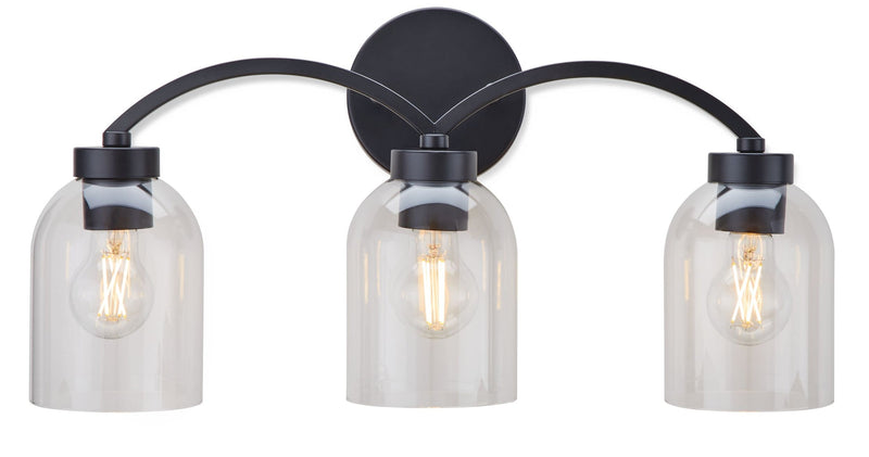 Canvas Bentbrook 3-Light Vanity with Glass Shade, Black G3