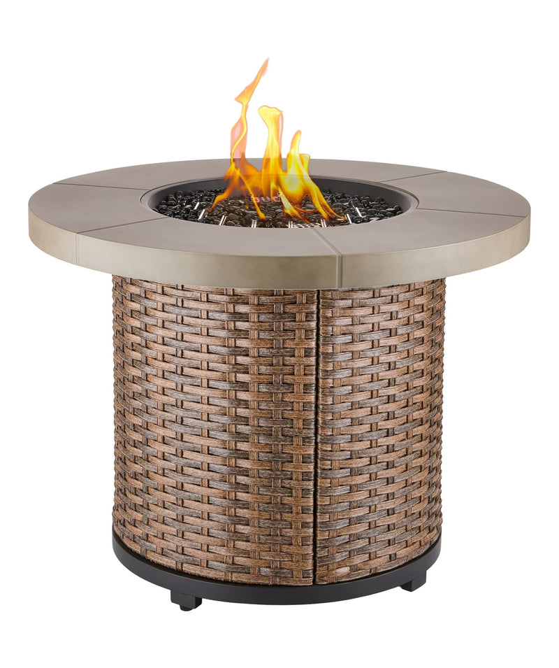 CANVAS Bryce Stainless Steel Round Outdoor Gas Fire Table, 50,000 BTUs, 32-in C7