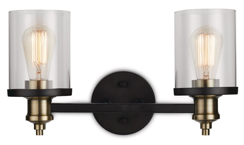 CANVAS Calliet 2-Light Vanity Light, Matte Black/Brass Z9