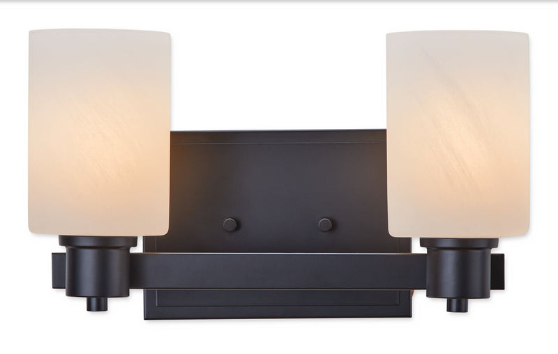 Canvas Cambray 2-Light Alabaster Shade Vanity Light, Black J5