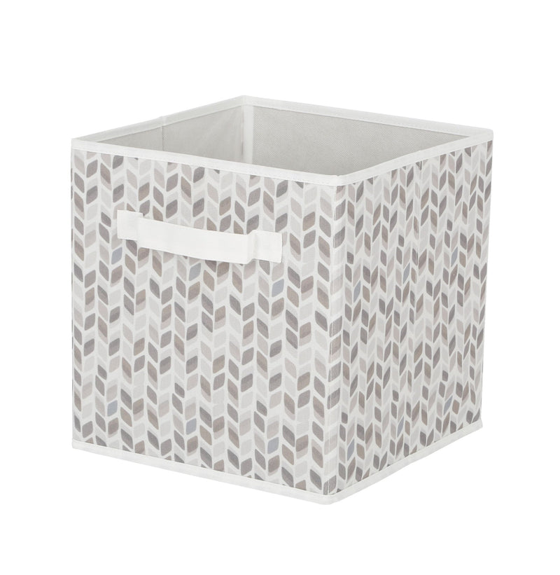 CANVAS Cube Fabric Drawer Basket, White and Grey Tiled, 10.5 x 10.5 x 11-in J0