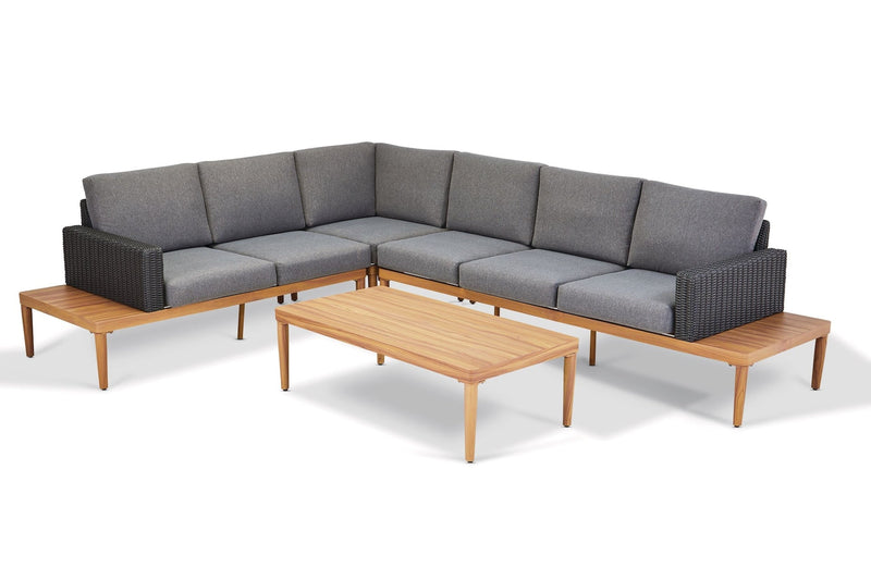 CANVAS Edenvale Aluminum Frame & Wicker Faux Wood Finish Outdoor/Patio Sectional Set, 4-pc W8