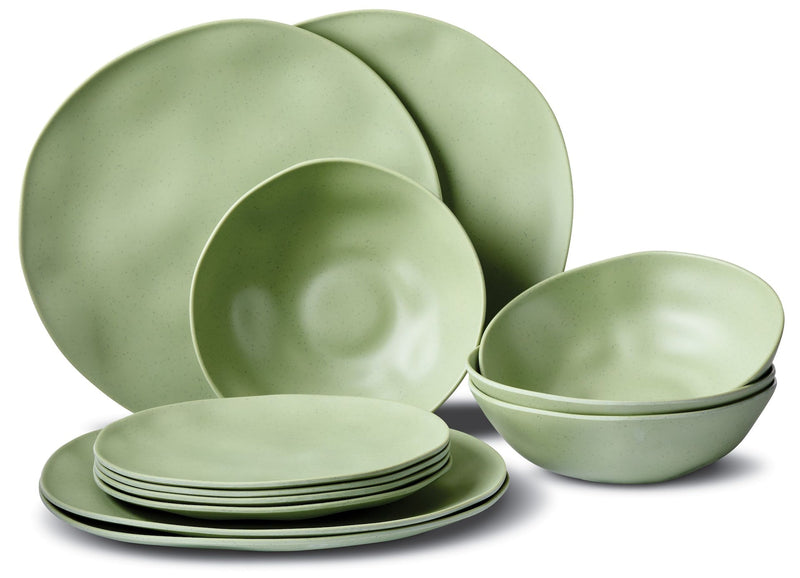 CANVAS Everyday Dinnerware Set, BPA-Free, Sage Green, 12-pk B1