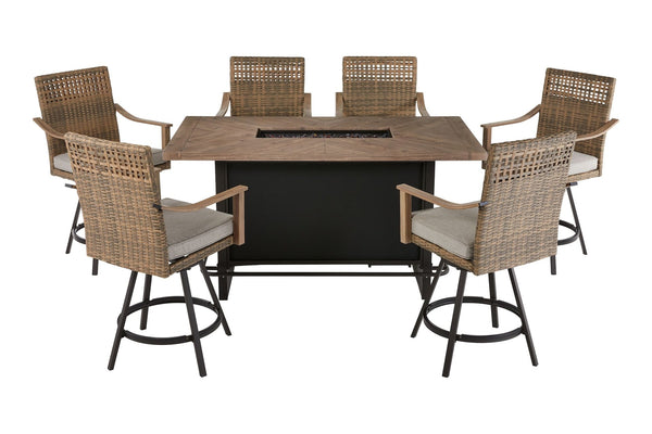 CANVAS Granville Fire Outdoor Dining Set with Water/Stain/Fade-Resistant Cushions, 7-pc G9