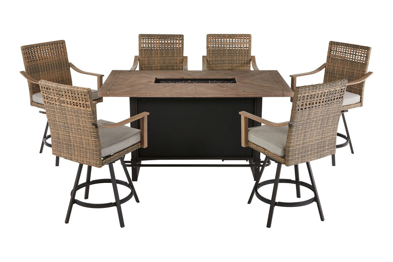 CANVAS Granville Fire Outdoor Dining Set with Water/Stain/Fade-Resistant Cushions, 7-pc G9