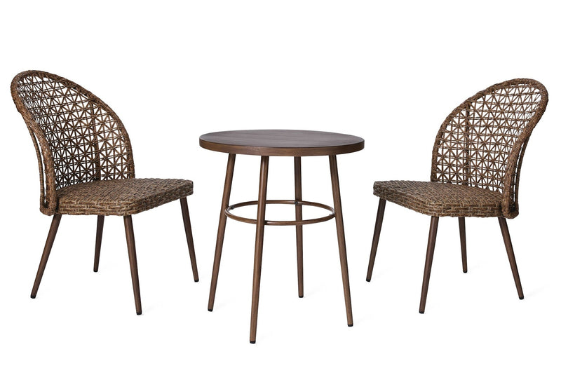 CANVAS Grayling Wicker Outdoor Patio Chat Set with Padded Cushions, Brown, 3-pc B1