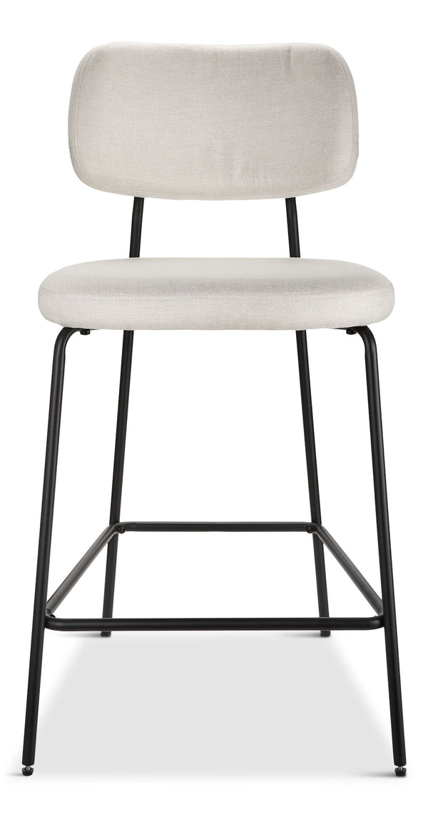 Canvas Kase Upholstered Counter Stool with Back Rest, Off-white/Light Grey Y5