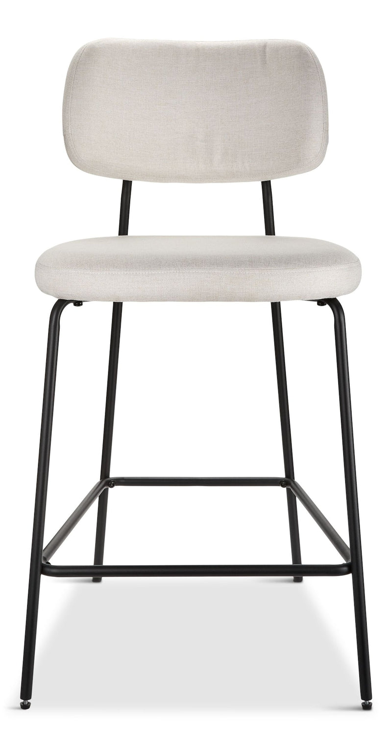 Canvas Kase Upholstered Counter Stool with Back Rest, Off-white/Light Grey Y5
