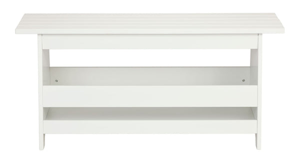 Canvas Kya Wooden Entryway Bench with Storage Rack, White M9