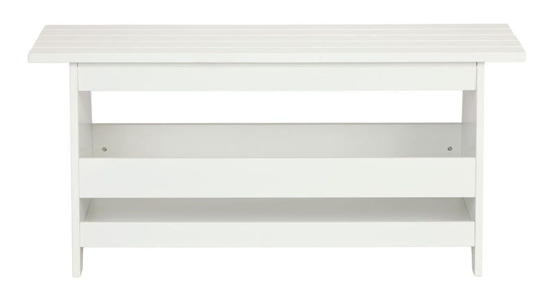 Canvas Kya Wooden Entryway Bench with Storage Rack, White M9