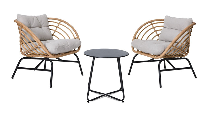 CANVAS Leslieville Outdoor Patio Chat Set with Tufted Cushions, Brown, 3-pc C6