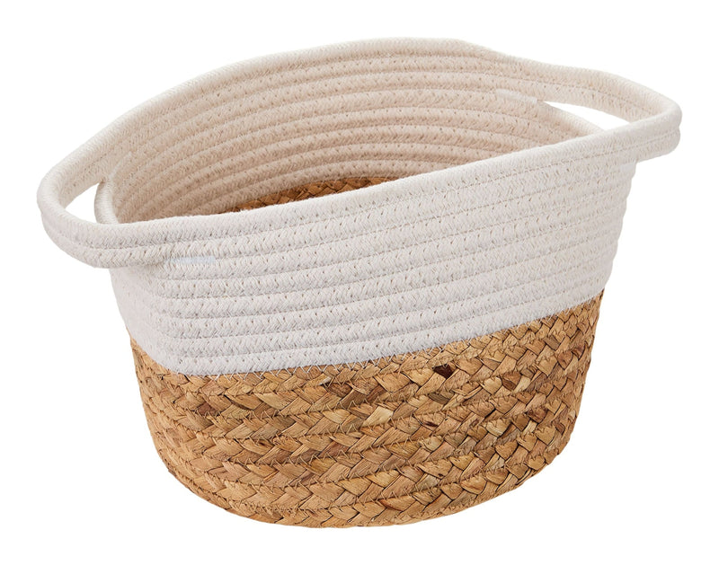 Canvas Molly Woven Cotton Rope Two-Toned Storage Basket M6