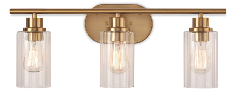 CANVAS Rosstown 3-Light Vanity Light Fixture with Glass Shades, Brushed Gold T7