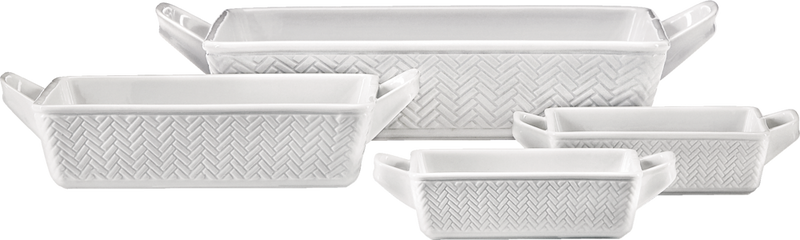 CANVAS Stoneware Bakeware Set, White, Assorted Sizes, 4-pc N7