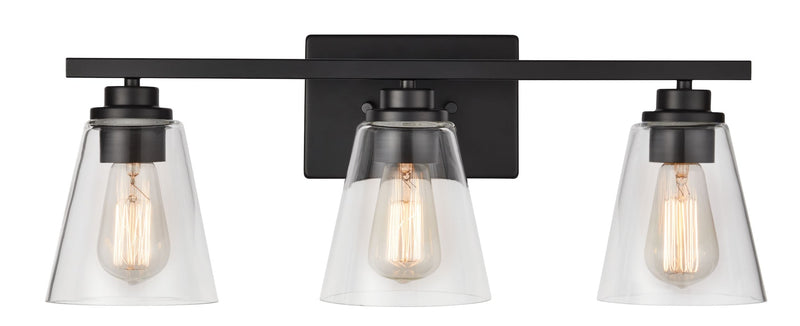 CANVAS Venlaw 3-Light Vanity Light Fixture with Clear Glass Shade, Matte Black A0