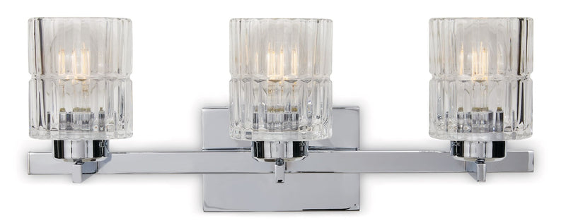 CANVAS Waverly 3-Light Vanity Light Fixture with Clear Glass Shades, Chrome R6