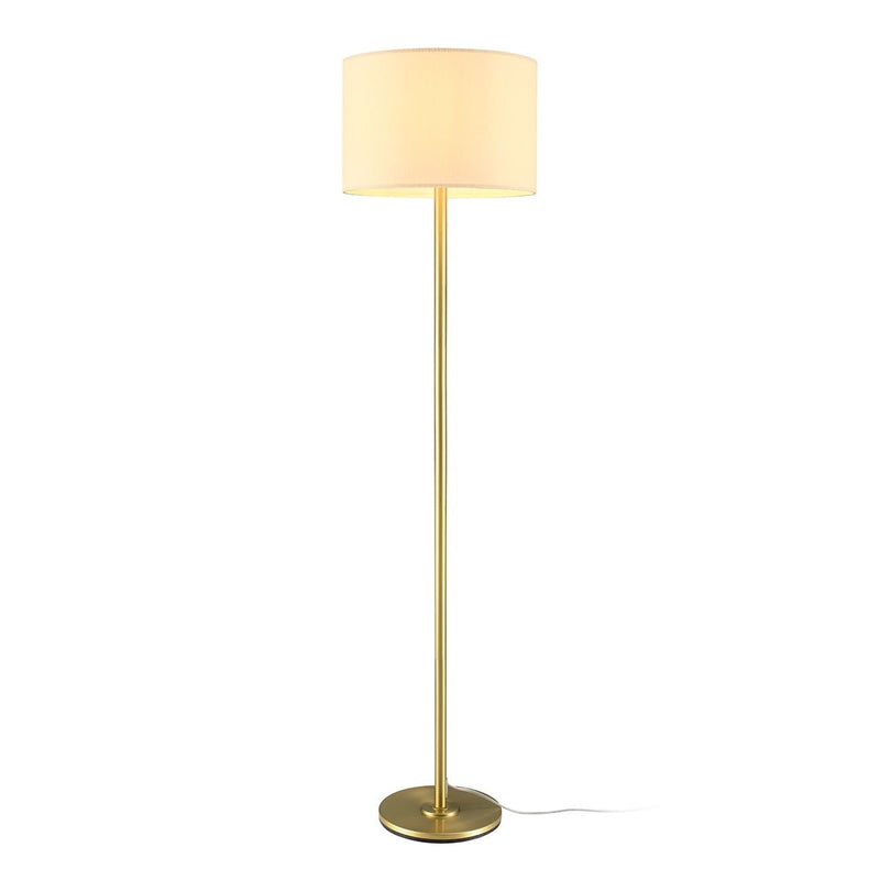 CANVAS White Drum Shade Floor Lamp, 16-in, Metallic Gold/Matte Brass X0