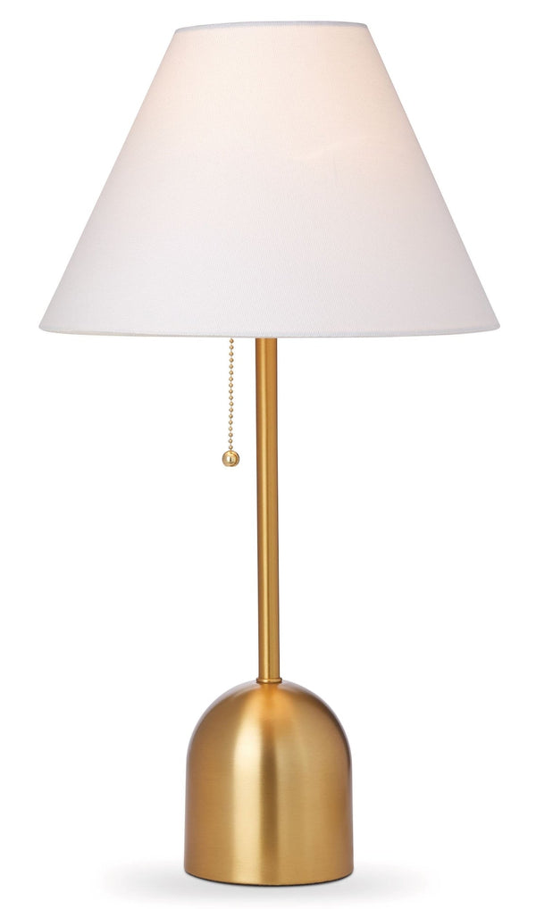 CANVAS White Linen Cone Shade Table Lamp, 22-in, Antique Brass R3