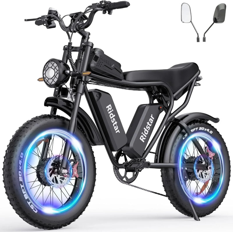 Electric Bike Q20, 2000W, 52V, 30-180 Miles All-Terrain Fat Tire E-Bike for Adults W8