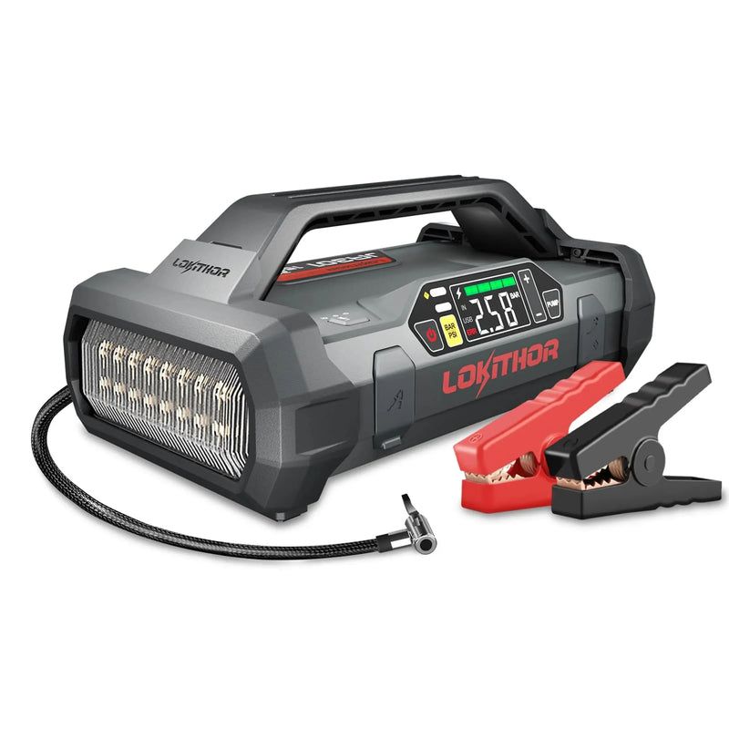 Starter with Air Compressor, 1500Amp 12V Portable Car Battery Booster Pack for Upto 7.0L Gas or 4.5L Diesel, 150 PSI Tire Inflator with Digital Screen, 24 Months Ultra-Long Standby T8