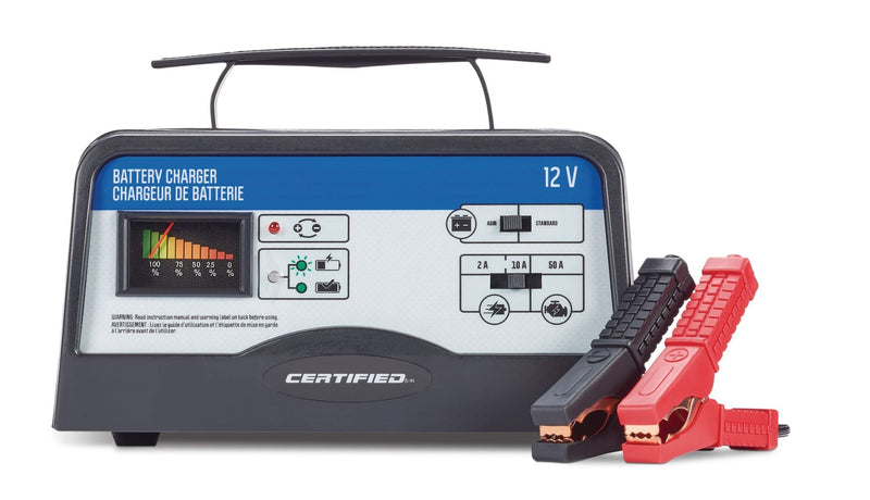 Certified Battery Charger, Fully Automatic, 10/2-Amp, 12V, with 50-Amp Engine Start M6