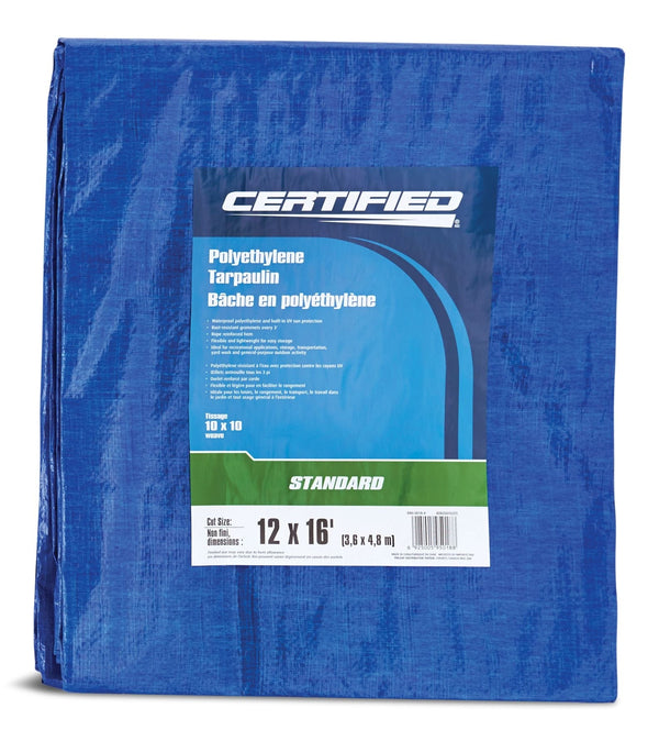 Certified Standard Duty Poly Tarp, Waterproof, 12-ft x 16-ft G0