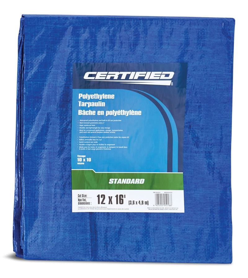 Certified Standard Duty Poly Tarp, Waterproof, 12-ft x 16-ft G0