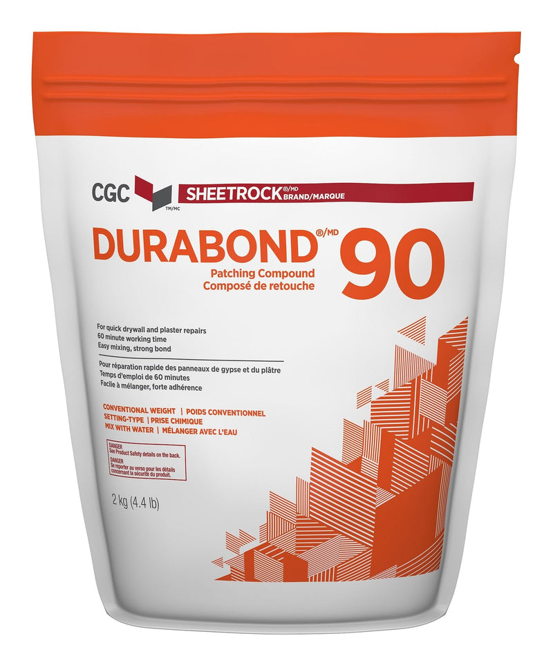 CGC Sheetrock Durabond 90 Minute Drywall & Plaster Repair Compound, Easy-Mix, White, 2-kg H1
