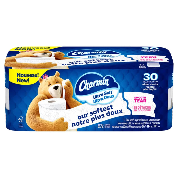 Charmin Ultra Soft Toilet Paper Jumbo Rolls, 30 x 200 Sheets E6