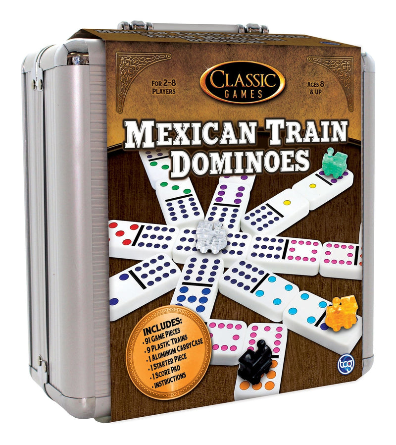 Classic Games Mexican Train Dominos Game Set In Aluminum Carrying Case, Ages 8+ F3
