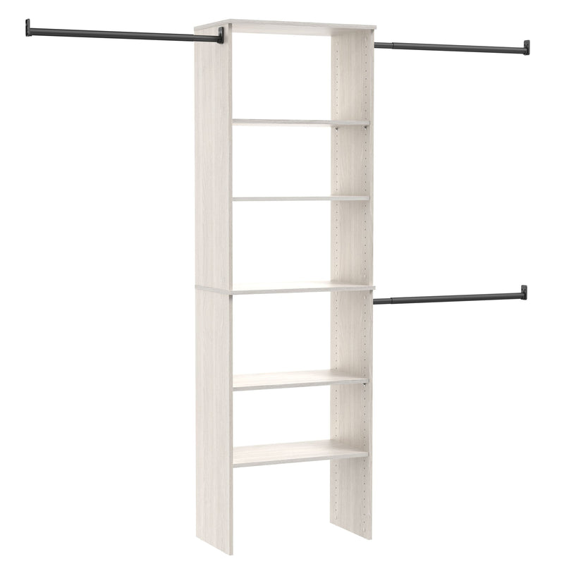 ClosetMaid Suite Symphony Laminate Wood Tower Starter Kit with Rods, White Timber, 25-in X2