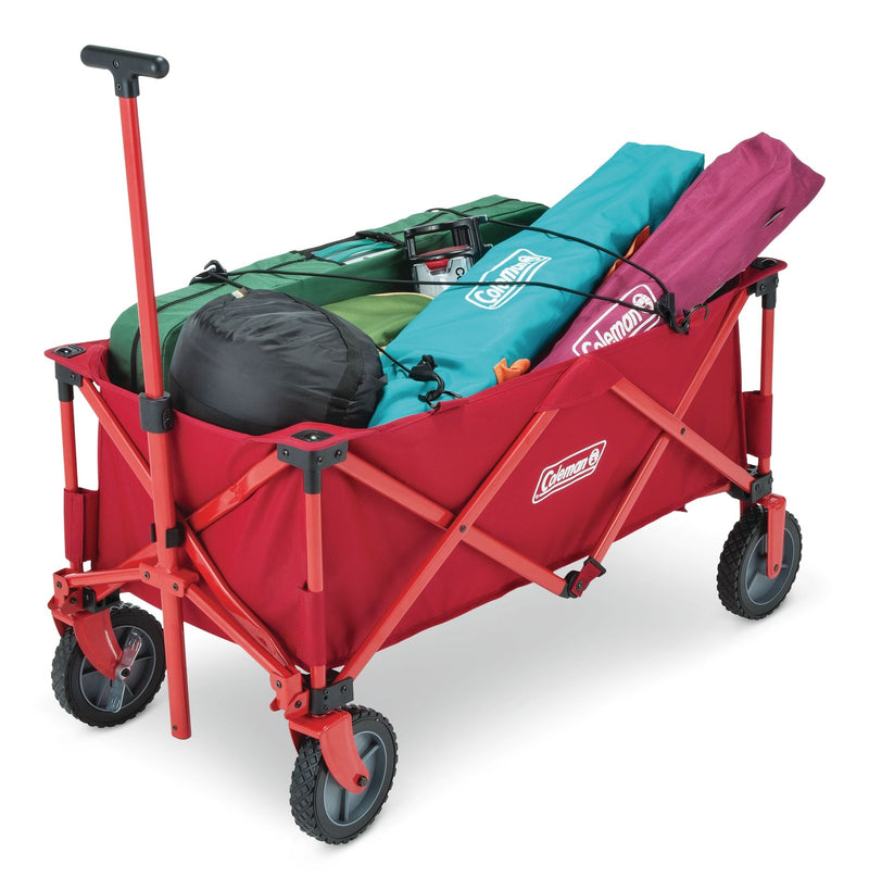 Coleman Outdoor Collapsible Folding Utility Wagon with Brake & Carry Bag, Red, 220-lb (100-kg) Capacity G5