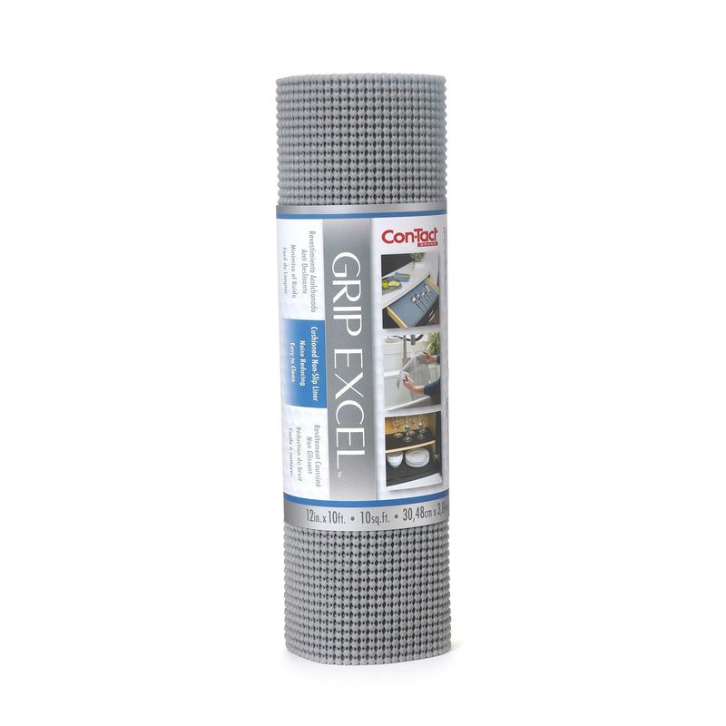 Con-Tact Grip Excel Non-Adhesive Cushioned Shelf/Drawer Liner, Grey, 12-in x 10-ft I0