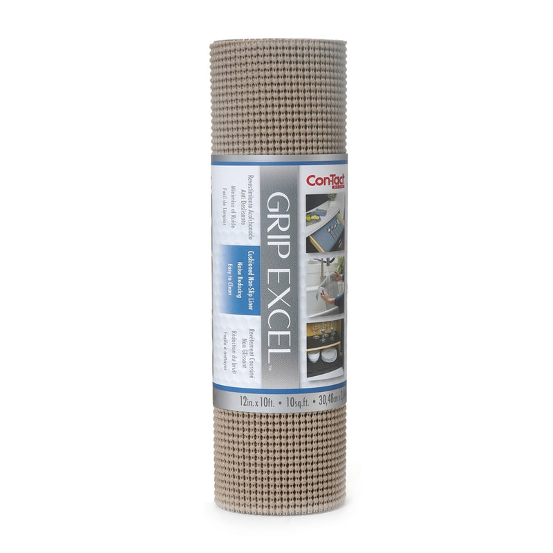 Con-Tact Grip Excel Non-Adhesive Cushioned Shelf/Drawer Liner, Taupe, 12-in x 10-ft A1