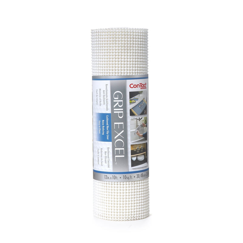 Con-Tact Grip Excel Non-Adhesive Cushioned Shelf/Drawer Liner, White, 12-in x 10-ft D7