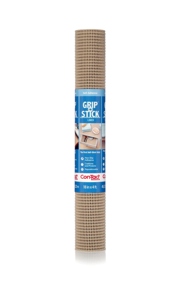 Con-Tact Grip-N-Stick Removable Adhesive Non-Slip Shelf/Drawer Liner, Taupe, 18-in x 4-ft Z8