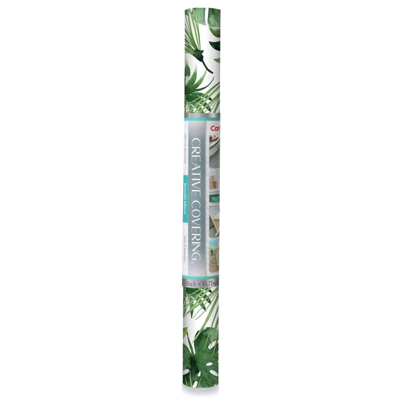Con-Tact Removable Adhesive Shelf/Drawer Liner, Leaf Print, 18-in x 9-ft C8