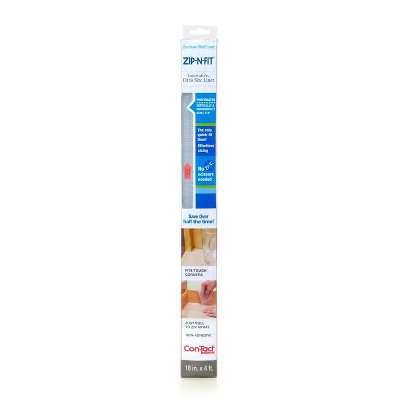 Con-Tact Zip-N-Fit Quick-Fit Non-Slip Solid Grip Shelf/Drawer Liner, Clear, 18-in x 4-ft V8