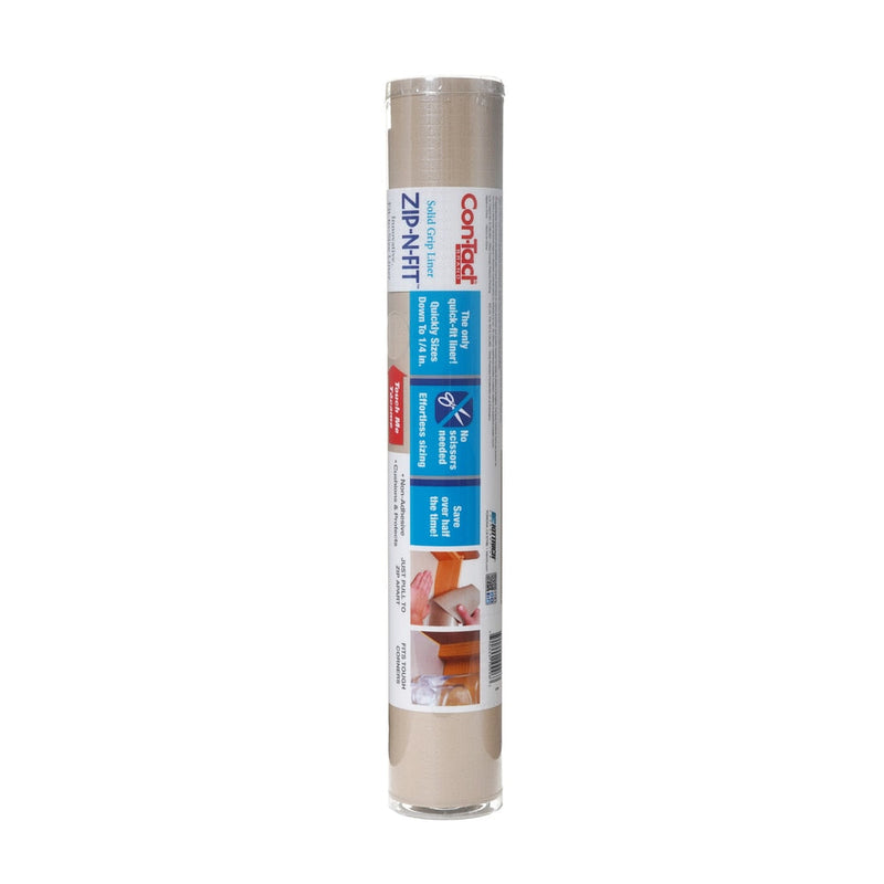 Con-Tact Zip-N-Fit Quick-Fit Non-Slip Solid Grip Shelf/Drawer Liner, Stone, 18-in x 4-ft D4
