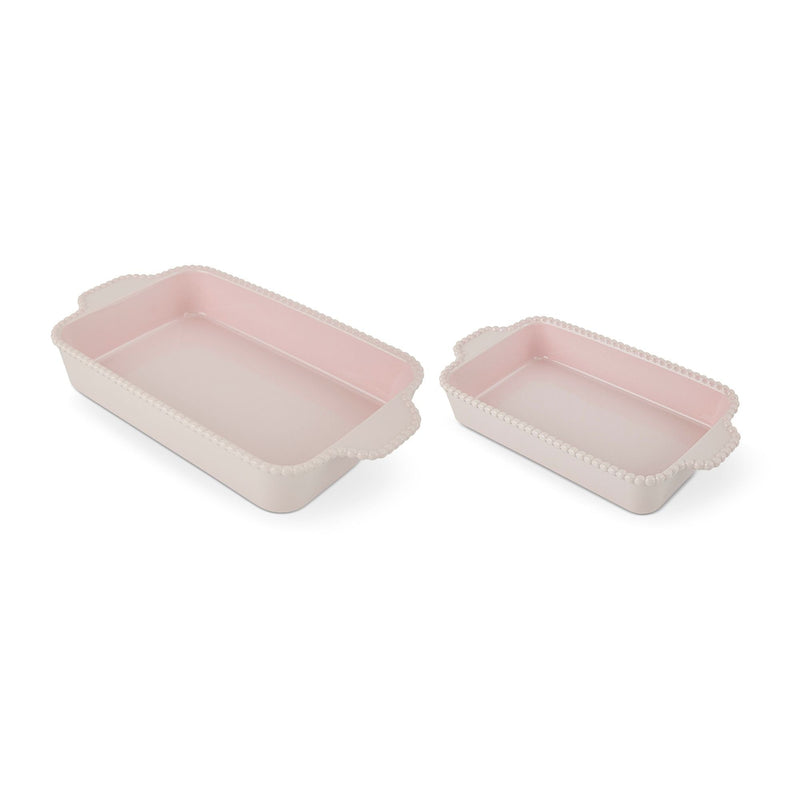 Core Kitchen Nested Bead Rectangular Bake Dish Set, Pink, 2-pc E2
