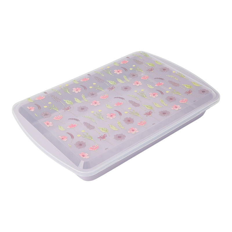Core Kitchen Non-Stick Carbon Steel Cake Pan with Lid, Floral Print G0