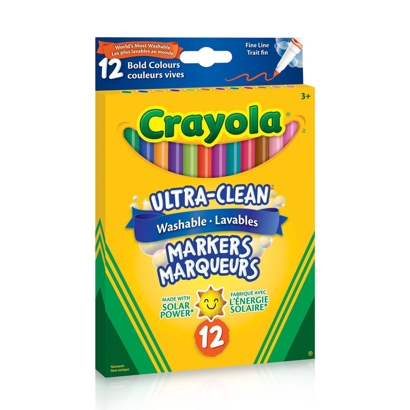 Crayola Ultra-Clean Washable Fine Tip Markers for Drawing/Colouring, Multi-Colour, 12-pk, Ages 3+ K8