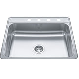 Creemore Drop-In Single 4-Hole Stainless Steel Sink, 22x25-in
