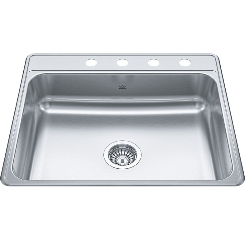Creemore Drop-In Single 4-Hole Stainless Steel Sink, 22x25-in H1