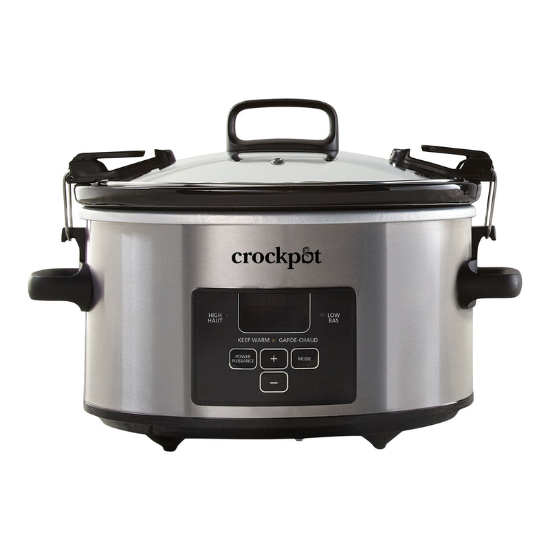 Crock-Pot Digital Programmable Slow Cooker with Locking Lid, Feeds 4 People & More, Stainless Steel, 4-qt S5