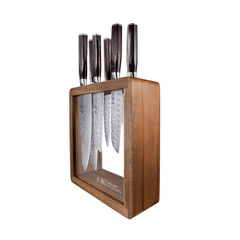 CUISINE:: PRO DAMASHIRO MOKUZAI 7PC KNIFE BLOCK J9