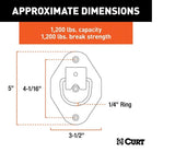CURT 1-3/8-in x 1-7/8-in Recessed Tie-Down Ring (1200-lb, Clear Zinc)