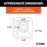CURT 83600 1-1/2-in x 1-1/2-in Recessed Tie-Down Ring (5000-lb, Clear Zinc)